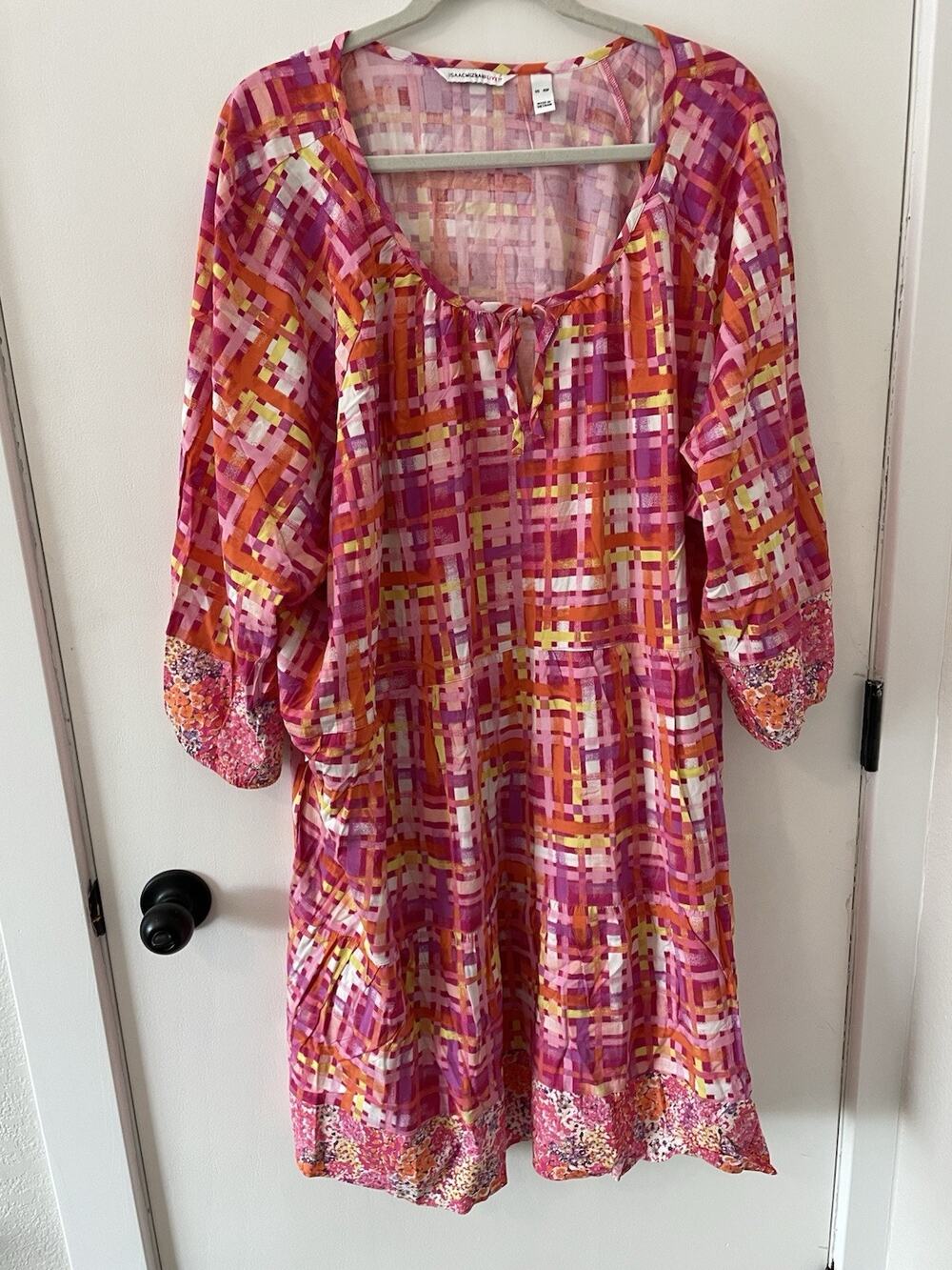 Isaac Mizrahi Live Petite Twin Printed Hi-Low Dress Pink Size 4XP A596713 E5